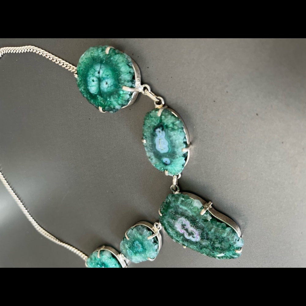 Chunky Green Agate Gemstone Statement Necklace - image 2